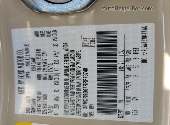 3FMCR9B67RRF73740 2024 FORD BRONCO Cream 