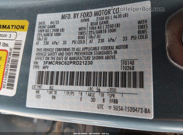 3FMCR9C62PRD21230 2023 FORD BRONCO SPORT Light Blue 