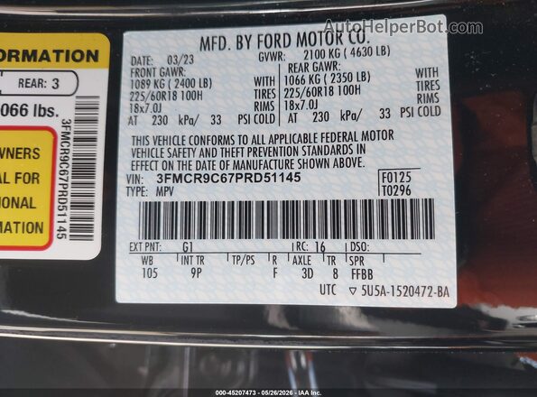 3FMCR9C67PRD51145 2023 FORD BRONCO SPORT Black Vista del compartimento del motor