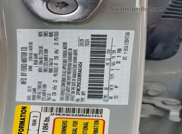 3FMCR9C6XMRA63454 2021 FORD BRONCO Gray 