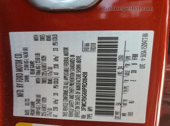 3FMCR9G68PRD08458 2023 FORD BRONCO Red 