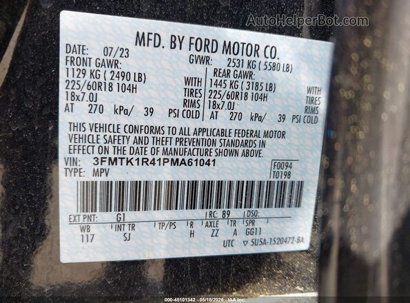 3FMTK1R41PMA61041 2023 FORD MUSTANG MACH-E Черный 