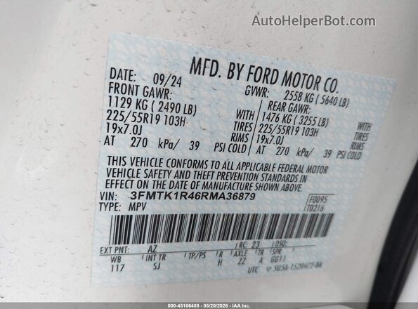 3FMTK1R46RMA36879 2024 FORD MUSTANG MACH-E White Widok komory silnika