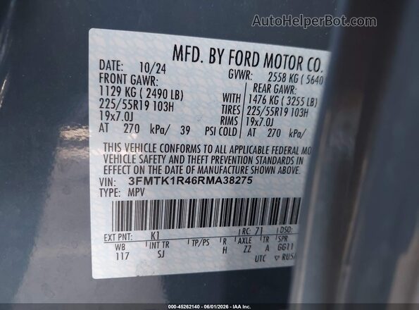 3FMTK1R46RMA38275 2024 FORD MUSTANG MACH-E Blue Շարժիչի բաժամունքի տեսք