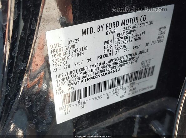 3FMTK1RMXNMA28388 2022 FORD MUSTANG MACH-E Черный Вид подкапотного пространства
