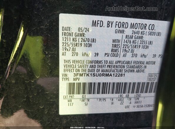 3FMTK1SU0RMA12281 2024 FORD MUSTANG MACH-E Black Շարժիչի բաժամունքի տեսք