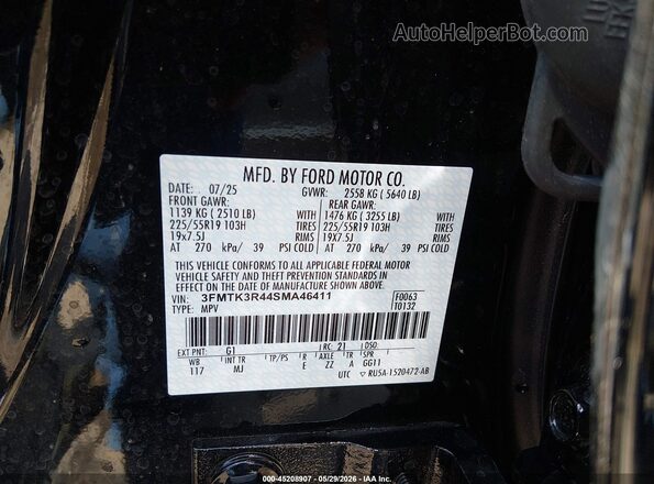 3FMTK3R44SMA46411 2025 FORD MUSTANG MACH-E Black Շարժիչի բաժամունքի տեսք
