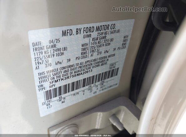 3FMTK3R75SMA20913 2025 FORD MUSTANG MACH-E PREMI Cream 