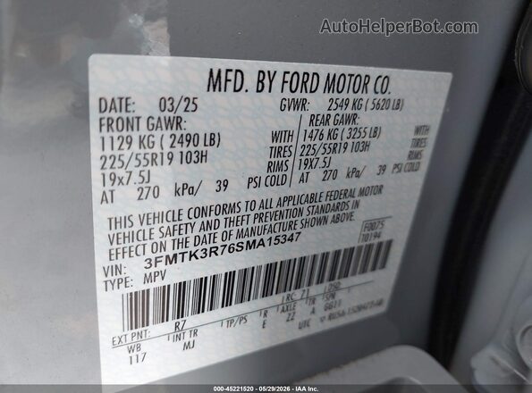 3FMTK3R76SMA15347 2025 FORD MUSTANG MACH-E Серый 