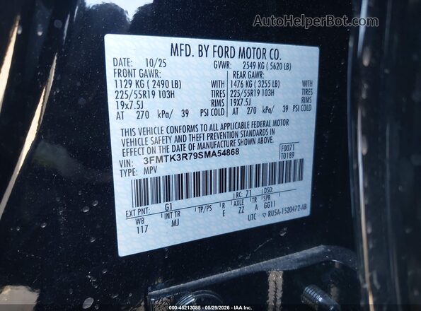 3FMTK3R79SMA54868 2025 FORD MUSTANG MACH-E Black Вид підкапотного простору