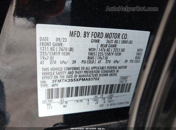 3FMTK3S5XPMA83702 2023 FORD MUSTANG MACH-E Black ძრავის განყოფილების ხედი