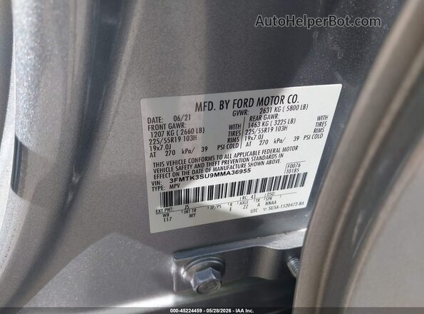 3FMTK3SU9MMA36955 2021 FORD MUSTANG MACH-E Серебряный Вид подкапотного пространства