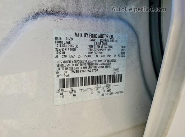 3FTTW8B93RRA34730 2024 FORD MAVERICK White ძრავის განყოფილების ხედი