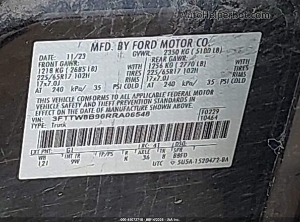 3FTTW8B96RRA06548 2024 FORD MAVERICK Black 