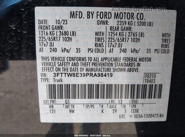 3FTTW8E39PRA98419 2023 FORD MAVERICK Black 