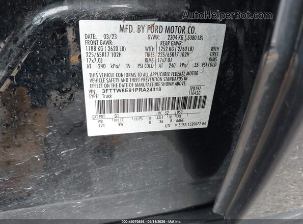 3FTTW8E91PRA24318 2023 FORD MAVERICK Black ძრავის განყოფილების ხედი