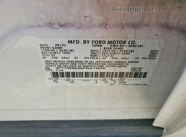 3FTTW8E98PRA73676 2023 FORD MAVERICK Белый 