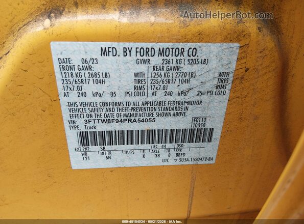 3FTTW8F94PRA54055 2023 FORD MAVERICK Yellow Engine compartment view