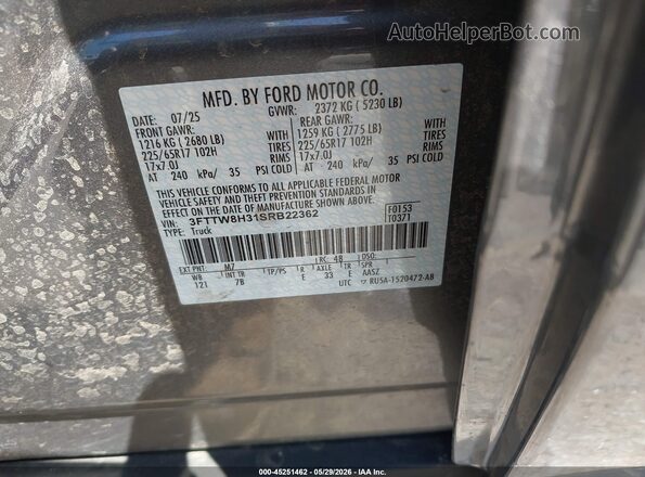 3FTTW8H31SRB22362 2025 FORD MAVERICK Серый Вид подкапотного пространства