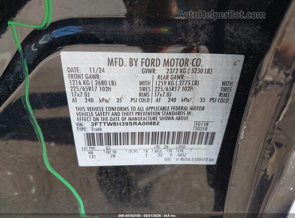 3FTTW8H39SRA00882 2025 FORD MAVERICK Black Շարժիչի բաժամունքի տեսք