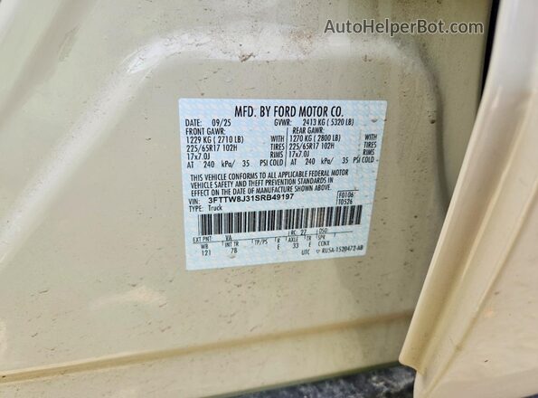 3FTTW8J31SRB49197 2025 FORD MAVERICK Beige 