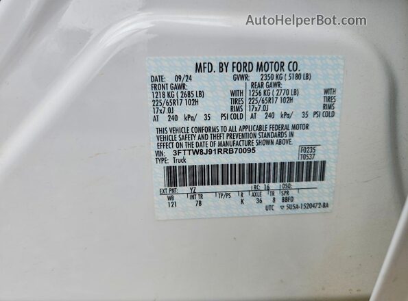 3FTTW8J91RRB70095 2024 FORD MAVERICK White 