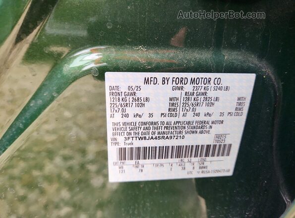 3FTTW8JA4SRA97210 2025 FORD MAVERICK Green 