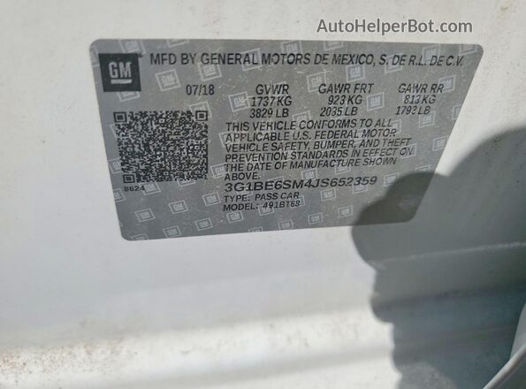 3G1BE6SM4JS652359 2018 CHEVROLET CRUZE Белый Вид подкапотного пространства