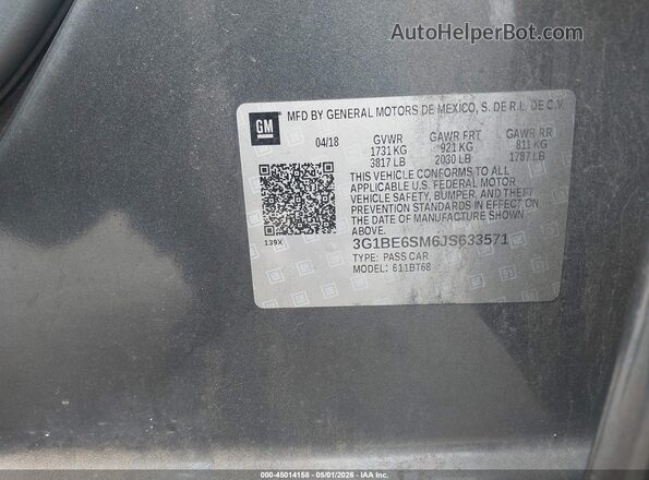 3G1BE6SM6JS633571 2018 CHEVROLET CRUZE Gray Շարժիչի բաժամունքի տեսք
