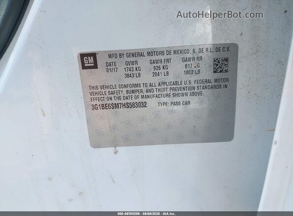 3G1BE6SM7HS583032 2017 CHEVROLET CRUZE White Engine compartment view