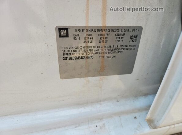 3G1BE6SM8JS625875 2018 CHEVROLET CRUZE White Vista del compartimento del motor