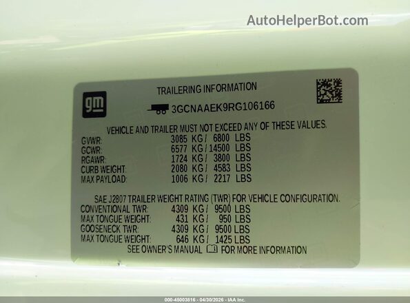 3GCNAAEK9RG106166 2024 CHEVROLET SILVERADO White Вид підкапотного простору