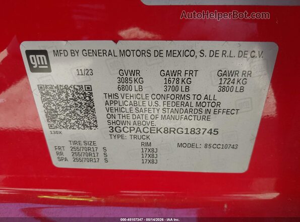3GCPACEK8RG183745 2024 CHEVROLET SILVERADO Red Вид підкапотного простору