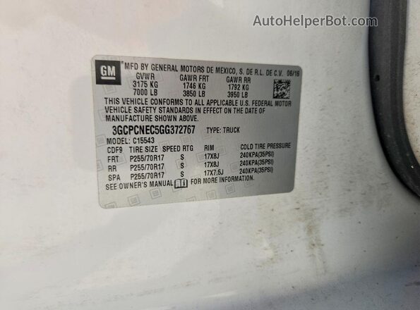 3GCPCNEC5GG372767 2016 CHEVROLET SILVERADO Белый Вид подкапотного пространства