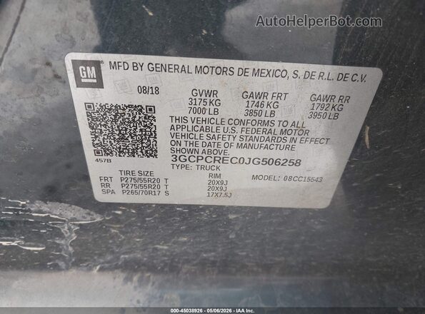 3GCPCREC0JG506258 2018 CHEVROLET SILVERADO Black Engine compartment view