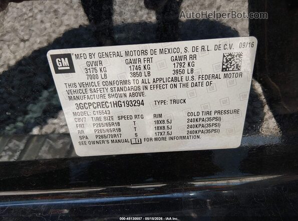 3GCPCREC1HG193294 2017 CHEVROLET SILVERADO Black 