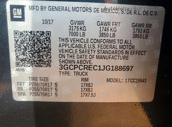 3GCPCREC1JG188697 2018 CHEVROLET SILVERADO Угольный 