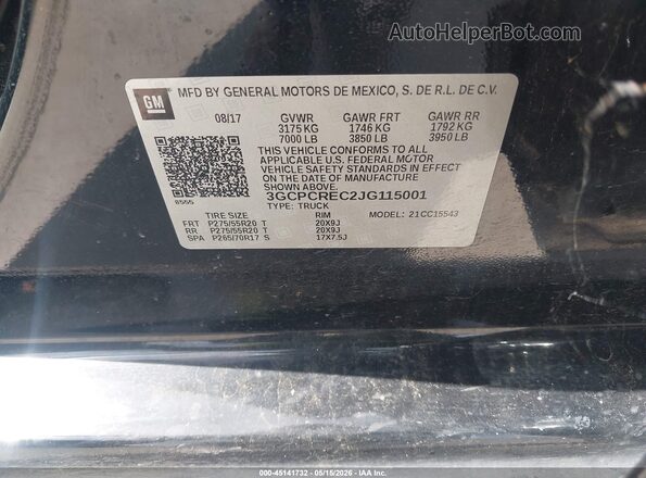 3GCPCREC2JG115001 2018 CHEVROLET SILVERADO Black 