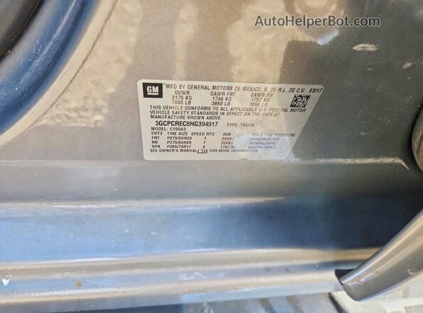 3GCPCREC8HG394917 2017 CHEVROLET SILVERADO Gray Вид підкапотного простору