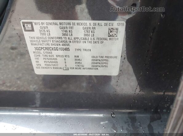 3GCPCRECXGG160485 2016 CHEVROLET SILVERADO Black Engine compartment view