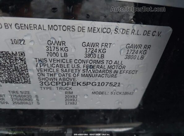 3GCPDFEK5PG107521 2023 CHEVROLET SILVERADO Black Շարժիչի բաժամունքի տեսք