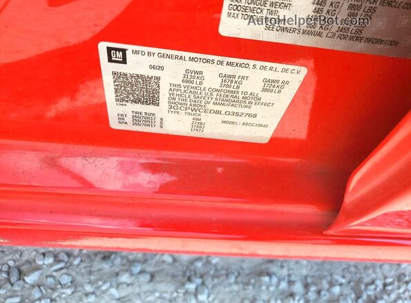 3GCPWCED8LG352768 2020 CHEVROLET SILVERADO Red Engine compartment view