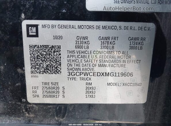 3GCPWCEDXMG119606 2021 CHEVROLET SILVERADO Black ძრავის განყოფილების ხედი
