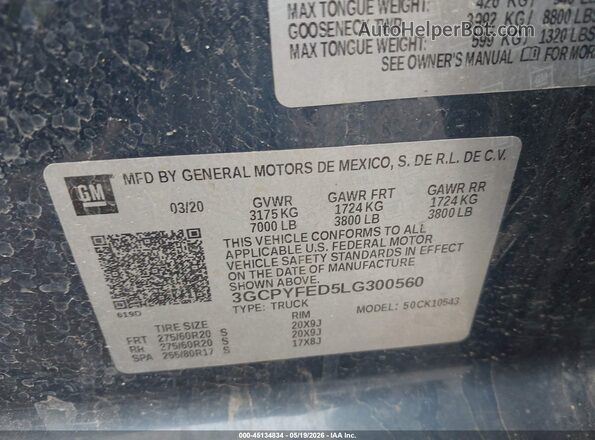 3GCPYFED5LG300560 2020 CHEVROLET SILVERADO Dark Blue Вид подкапотного пространства