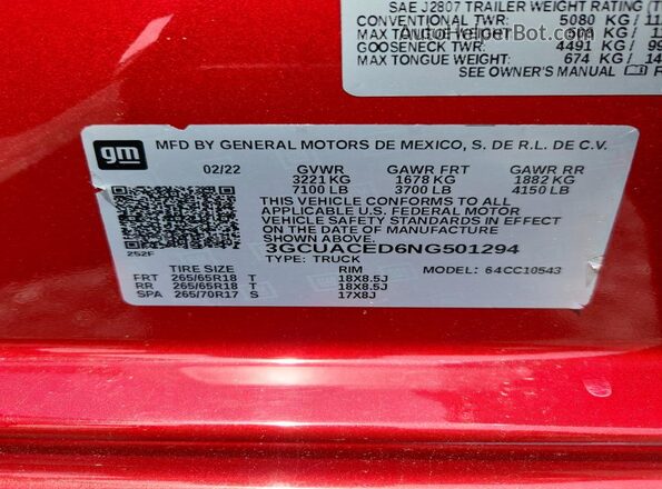 3GCUACED6NG501294 2022 CHEVROLET SILVERADO Red 