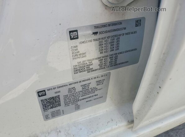 3GCUDAED9NG503794 2022 CHEVROLET SILVERADO White 