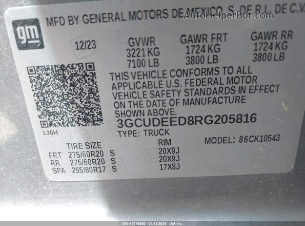 3GCUDEED8RG205816 2024 CHEVROLET SILVERADO Gray Շարժիչի բաժամունքի տեսք