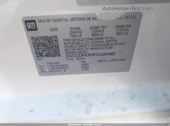3GCUDFE84PG109462 2023 CHEVROLET SILVERADO White Вид підкапотного простору