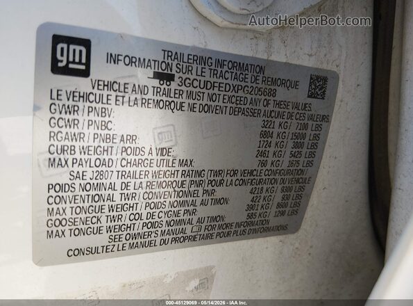 3GCUDFEDXPG205688 2023 CHEVROLET SILVERADO White 