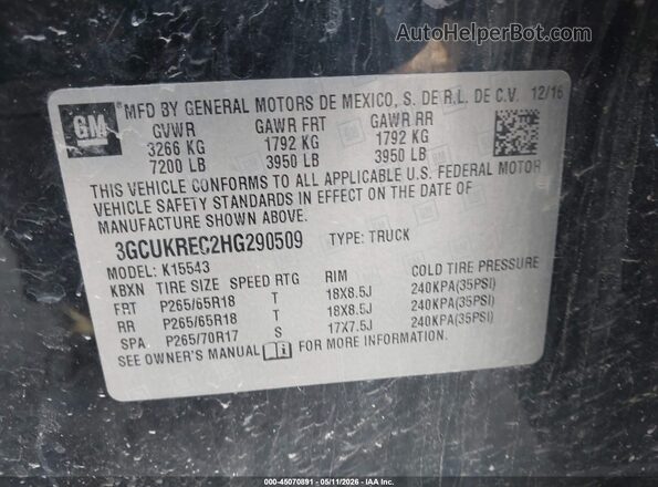 3GCUKREC2HG290509 2017 CHEVROLET SILVERADO Черный 